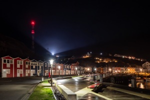 Hummerbuden bei Nacht