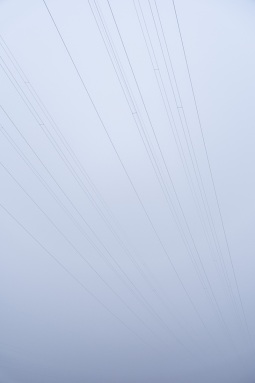 Höchstspannungsleitung im Nebel